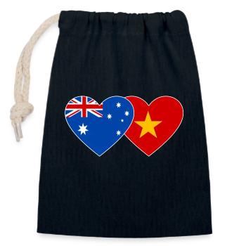 Drapeau Australie Vietnam Coeur - Sac cadeau en coton avec cordon (14 x 20 cm) - bleu marine - Devant