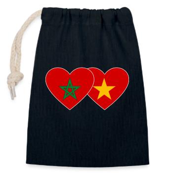 Marokko Vietnam Flagge Herz - Verschließbarer Geschenkbeutel aus Baumwolle (14x20cm) - Navy - Vorne