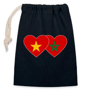 Vietnam Marokko Flagge Herz - Verschließbarer Geschenkbeutel aus Baumwolle (14x20cm) - Navy - Vorne