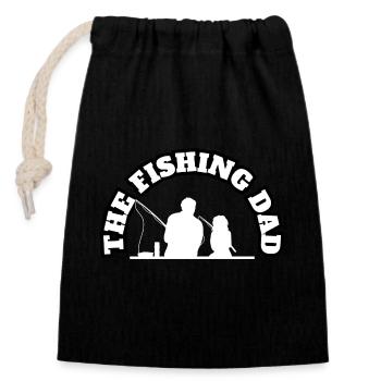 The Fishing Dad With Daughter White - Closable cotton gift bag (14x20cm) - black - Front