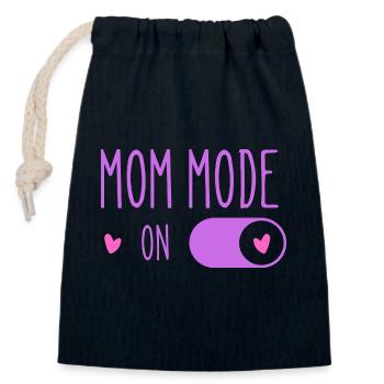 Mom mode open funny mother's day mom to be - Sac cadeau en coton avec cordon (14 x 20 cm) - bleu marine - Devant