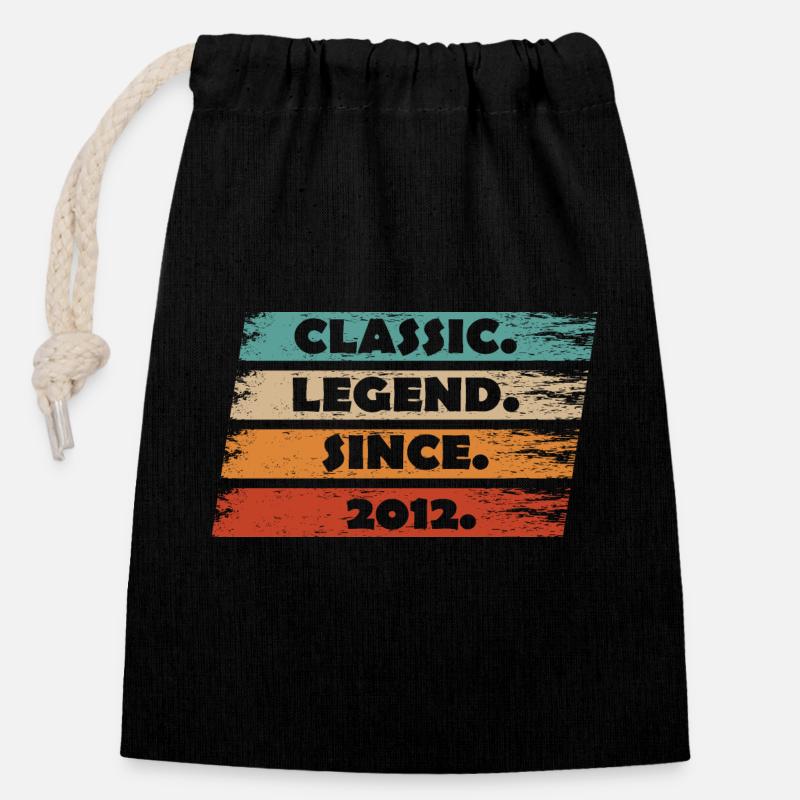 12th Anniversary 2012 - Legend since vintage ret - Closable cotton gift bag (14x20cm) - black