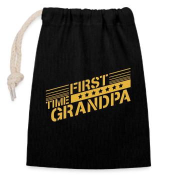 First Time Grandpa Best Grandpa Grandpa Love Grandpa - Closable cotton gift bag (14x20cm) - black - Front