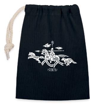 Animaux d’Odin - Sac cadeau en coton avec cordon (14 x 20 cm) - bleu marine - Devant