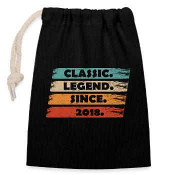 6th Anniversary 2018 - Legend since vintage retr - Closable cotton gift bag (14x20cm) - black - Front