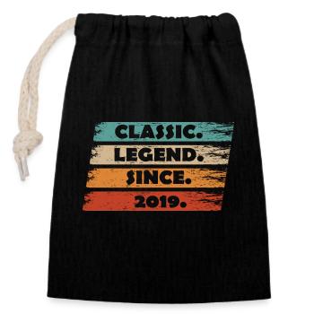 5th Anniversary 2019 - Legend Since Vintage Retr - Closable cotton gift bag (14x20cm) - black - Front