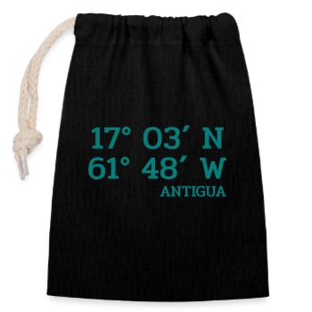 Antigua Coordinates - Coordinates - Caribbean - Closable cotton gift bag (14x20cm) - black - Front