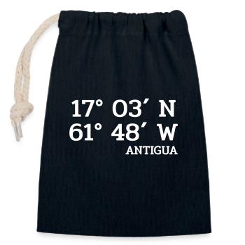 Antigua Coordinates - Coordinates - Caribbean - Closable cotton gift bag (14x20cm) - navy - Front