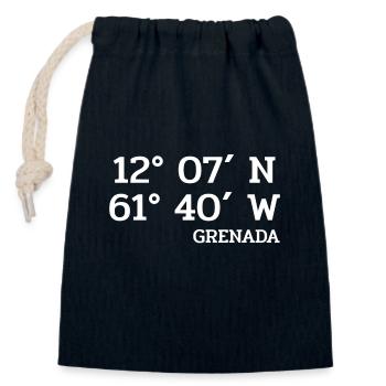 Grenada Coordinates - Coordinates - Caribbean - Closable cotton gift bag (14x20cm) - navy - Front
