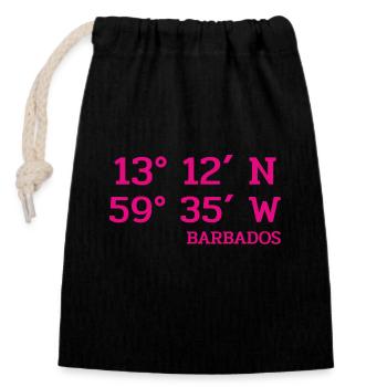 Barbados Coordinates - Koordinaten - West Indies - Closable cotton gift bag (14x20cm) - black - Front