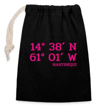 Coordonnées Martinique - Koordinaten - Antilles - Sac cadeau en coton avec cordon (14 x 20 cm) - noir - Devant