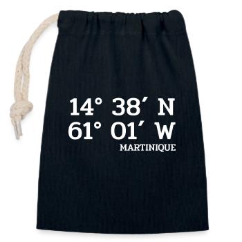 Coordonnées Martinique - Koordinaten - Antilles - Sac cadeau en coton avec cordon (14 x 20 cm) - bleu marine - Devant