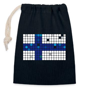 Finnland Flagge - Mosaik - Verschließbarer Geschenkbeutel aus Baumwolle (14x20cm) - Navy - Vorne