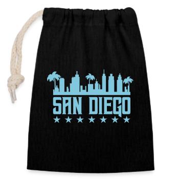 san diego - Verschließbarer Geschenkbeutel aus Baumwolle (14x20cm) - Schwarz - Vorne