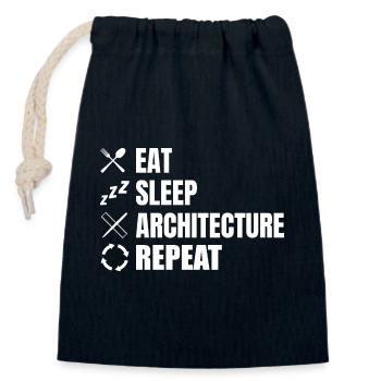 Eat Sleep Architecture Repeat - Closable cotton gift bag (14x20cm) - navy - Front