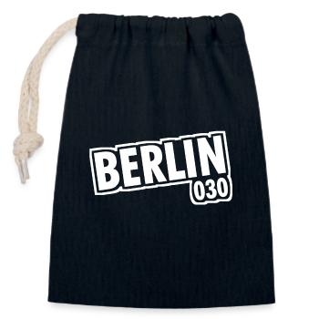Berlin - 030 - Capitale - Allemagne - Indicatif régional - Sac cadeau en coton avec cordon (14 x 20 cm) - bleu marine - Devant