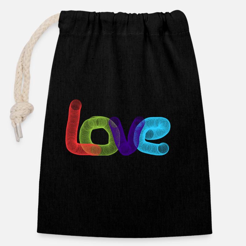 Aimer le design - Sac cadeau en coton avec cordon (14 x 20 cm) - noir