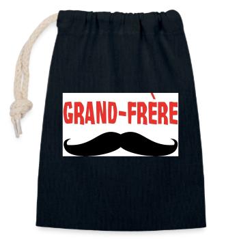 Grand Frère - Sac cadeau en coton avec cordon (14 x 20 cm) - bleu marine - Devant