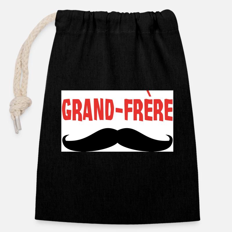 Grand Frère - Sac cadeau en coton avec cordon (14 x 20 cm) - noir