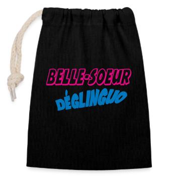 Sister-in-law - Closable cotton gift bag (14x20cm) - black - Front