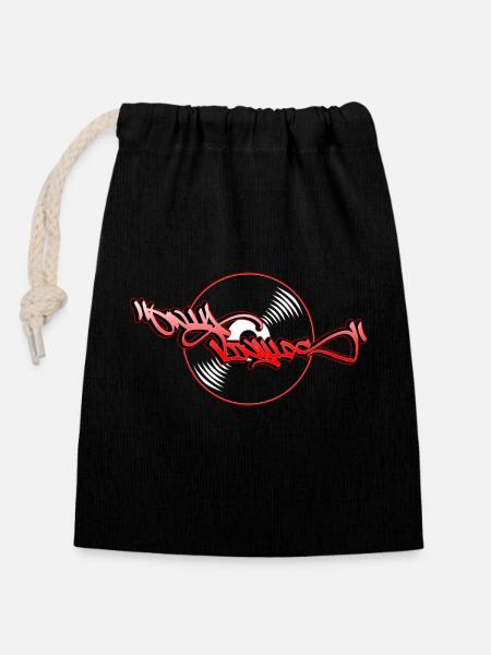 Uniquement vinylos2 - Sac cadeau en coton avec cordon (14 x 20 cm) - noir