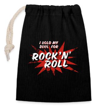 I sold my soul for Rock'n'Roll - Verschließbarer Geschenkbeutel aus Baumwolle (14x20cm) - Schwarz - Vorne