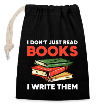 Author - Closable cotton gift bag (14x20cm) - black - Front