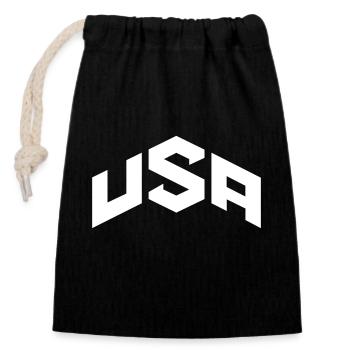 United States - Closable cotton gift bag (14x20cm) - black - Front