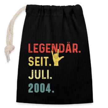 20ème Anniversaire Homme Femme Légendaire Depuis Juillet 2004 - Sac cadeau en coton avec cordon (14 x 20 cm) - noir - Devant