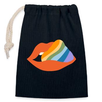 Pride Lips - Closable cotton gift bag (14x20cm) - navy - Front