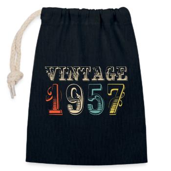 Vintage 1957 - 67th birthday - 67 years old - Closable cotton gift bag (14x20cm) - navy - Front