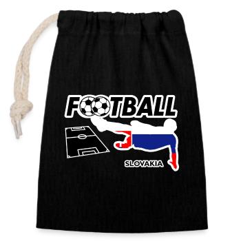 Fußball Fieber Slowakei - Verschließbarer Geschenkbeutel aus Baumwolle (14x20cm) - Schwarz - Vorne