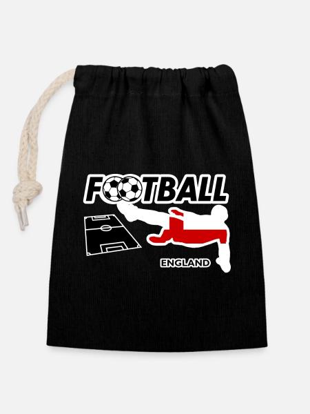 Football Fever England - Closable cotton gift bag (14x20cm) - black