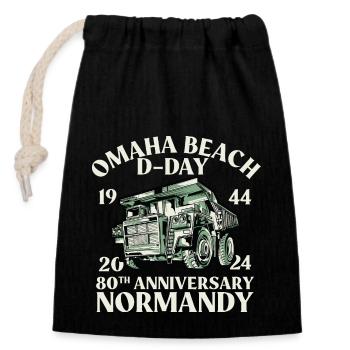 80th anniversary of the Allied Normandy landings - Closable cotton gift bag (14x20cm) - black - Front
