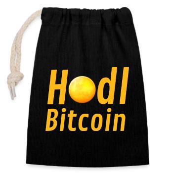 Hodl Bitcoin - Verschließbarer Geschenkbeutel aus Baumwolle (14x20cm) - Schwarz - Vorne