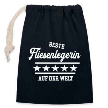 Beste Fliesenlegerin Weltbeste Chefin Fliesenleger - Verschließbarer Geschenkbeutel aus Baumwolle (14x20cm) - Navy - Vorne