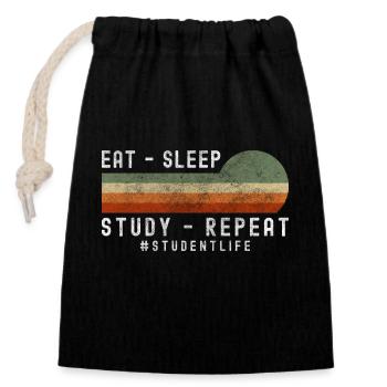 Studies Lifestyle Campus - Closable cotton gift bag (14x20cm) - black - Front