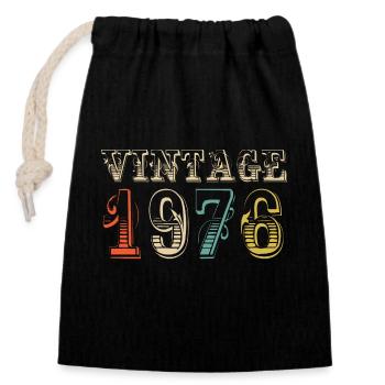 Jahrgang 1976 - 48. Geburtstag - 48 Jahre alt - Verschließbarer Geschenkbeutel aus Baumwolle (14x20cm) - Schwarz - Vorne