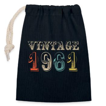 Jahrgang 1961 - 63. Geburtstag - 63 Jahre alt - Verschließbarer Geschenkbeutel aus Baumwolle (14x20cm) - Navy - Vorne