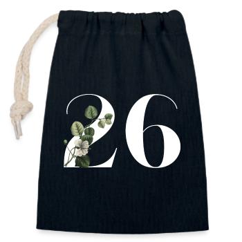 Nummer 26 Blumengrün -26. Blumengeburtstag - Verschließbarer Geschenkbeutel aus Baumwolle (14x20cm) - Navy - Vorne