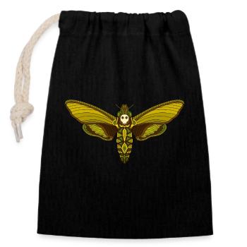 Death's Head Hawk Moth - Closable cotton gift bag (14x20cm) - black - Front