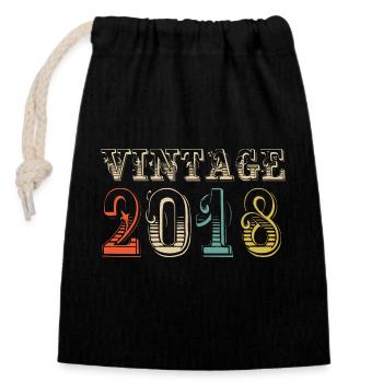 Vintage 2018 - 6 th birthday - 6 years old - Closable cotton gift bag (14x20cm) - black - Front
