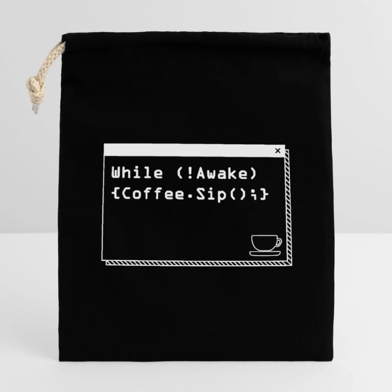 Programmers generate code from coffee Closable cotton gift bag (14x20cm)