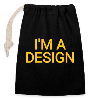 Je suis un drôle de dicton de texte jaune design - Sac cadeau en coton avec cordon (14 x 20 cm) - noir - Devant