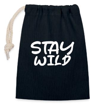 Stay Wild lettering - Closable cotton gift bag (14x20cm) - navy - Front