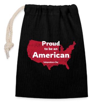 Proud to be American Independence Day - Closable cotton gift bag (14x20cm) - black - Front