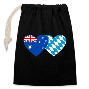 Australie Bavière Drapeau Coeur - Sac cadeau en coton avec cordon (14 x 20 cm) - noir - Devant