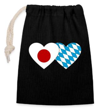 Japan Bavaria Flag Heart - Closable cotton gift bag (14x20cm) - black - Front