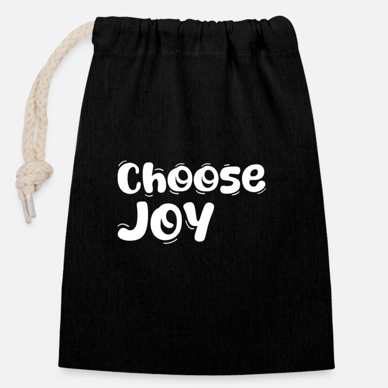 Choisissez la joie - Sac cadeau en coton avec cordon (14 x 20 cm) - noir