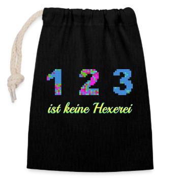 1 2 3 - Sac cadeau en coton avec cordon (14 x 20 cm) - noir - Devant